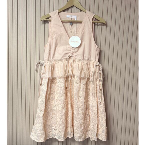 See By Chloé Honey Nude Cotton/Silk Lace Dress Size 36 FR / 4 US